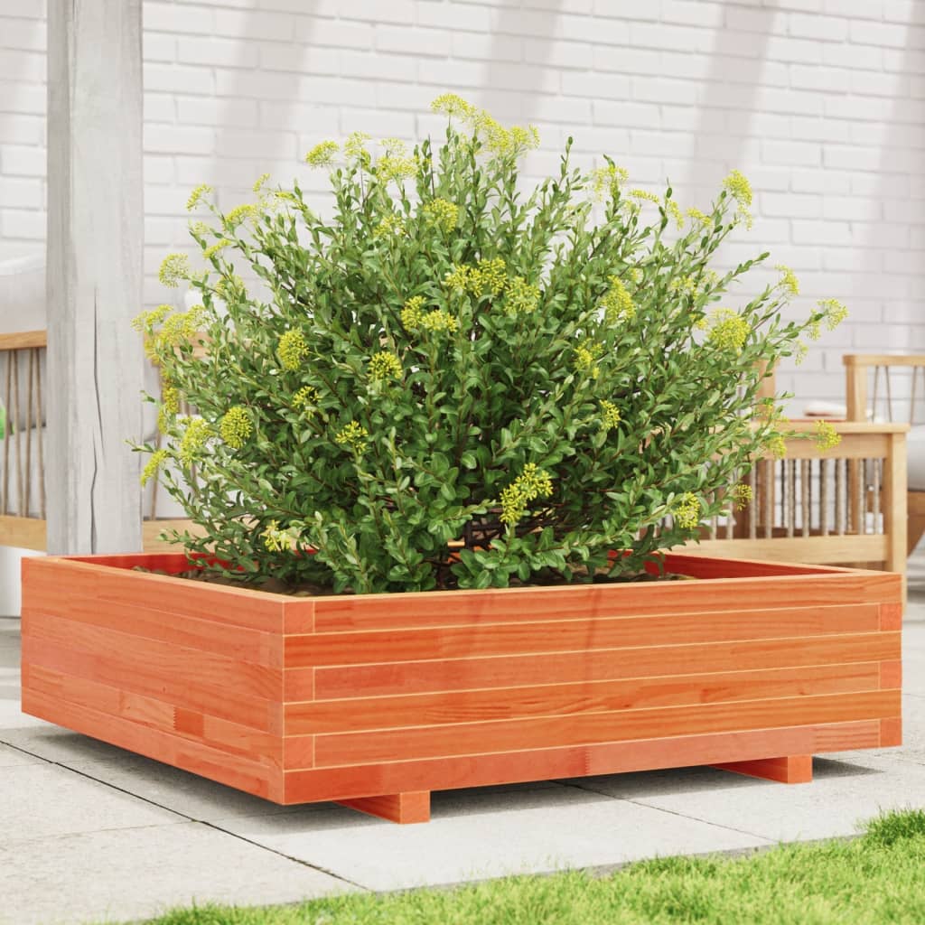 vidaXL Jardinieră grădină, maro ceruit, 90x90x26,5 cm, lemn masiv pin vidaXL Jardinieră grădină, maro ceruit, 90x90x26,5 cm, lemn masiv pin