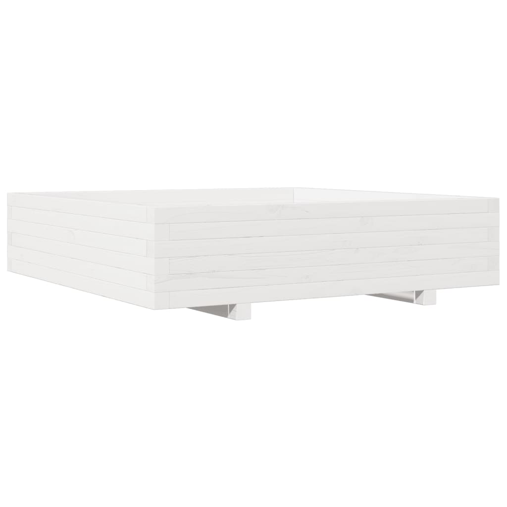 vidaXL Jardinieră de grădină, alb, 100x100x26,5 cm, lemn masiv de pin vidaXL Jardinieră de grădină, alb, 100x100x26,5 cm, lemn masiv de pin