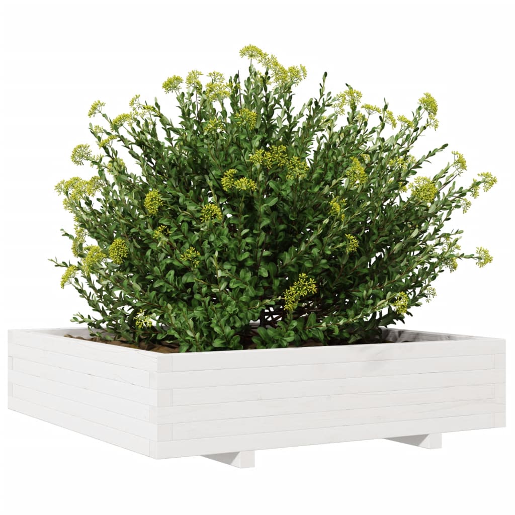 vidaXL Jardinieră de grădină, alb, 100x100x26,5 cm, lemn masiv de pin vidaXL Jardinieră de grădină, alb, 100x100x26,5 cm, lemn masiv de pin