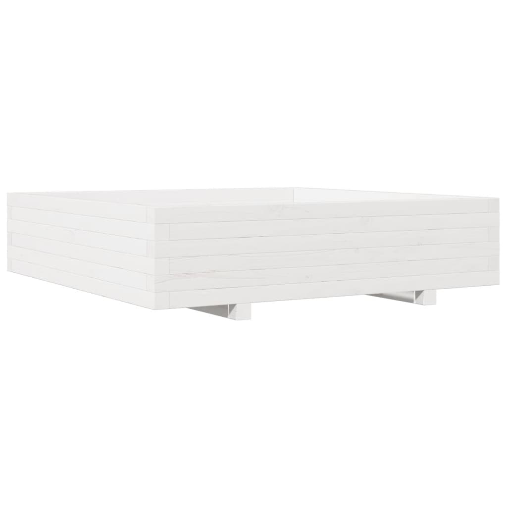 vidaXL Jardinieră de grădină, alb, 100x100x26,5 cm, lemn masiv de pin vidaXL Jardinieră de grădină, alb, 100x100x26,5 cm, lemn masiv de pin
