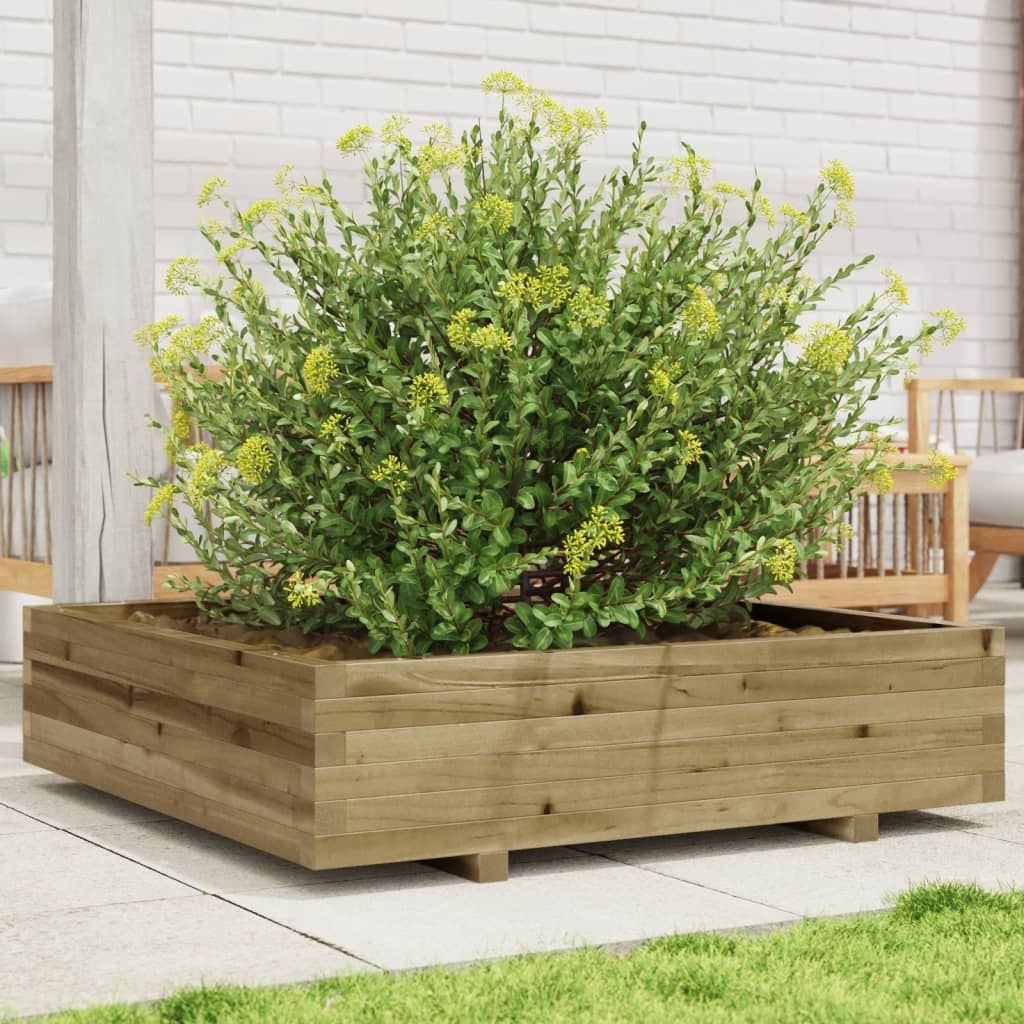 vidaXL Jardinieră de grădină, 100x100x26,5 cm, lemn de pin impregnat vidaXL Jardinieră de grădină, 100x100x26,5 cm, lemn de pin impregnat