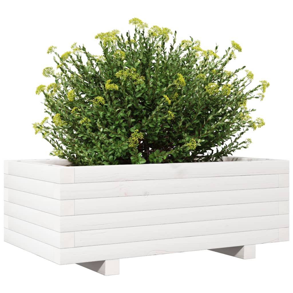 vidaXL Jardinieră de grădină, alb, 70x40x26,5 cm, lemn masiv de pin vidaXL Jardinieră de grădină, alb, 70x40x26,5 cm, lemn masiv de pin