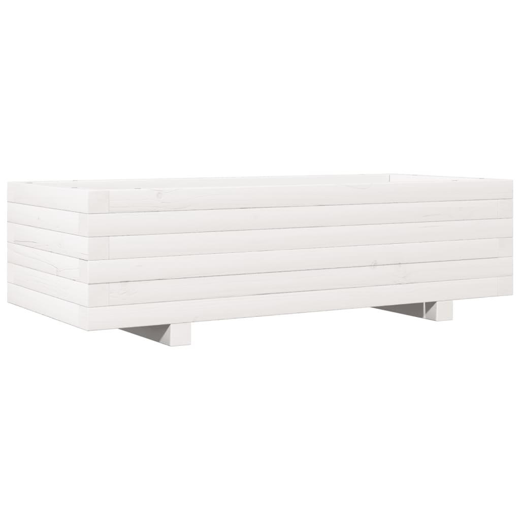 vidaXL Jardinieră de grădină, alb, 90x40x26,5 cm, lemn masiv de pin vidaXL Jardinieră de grădină, alb, 90x40x26,5 cm, lemn masiv de pin