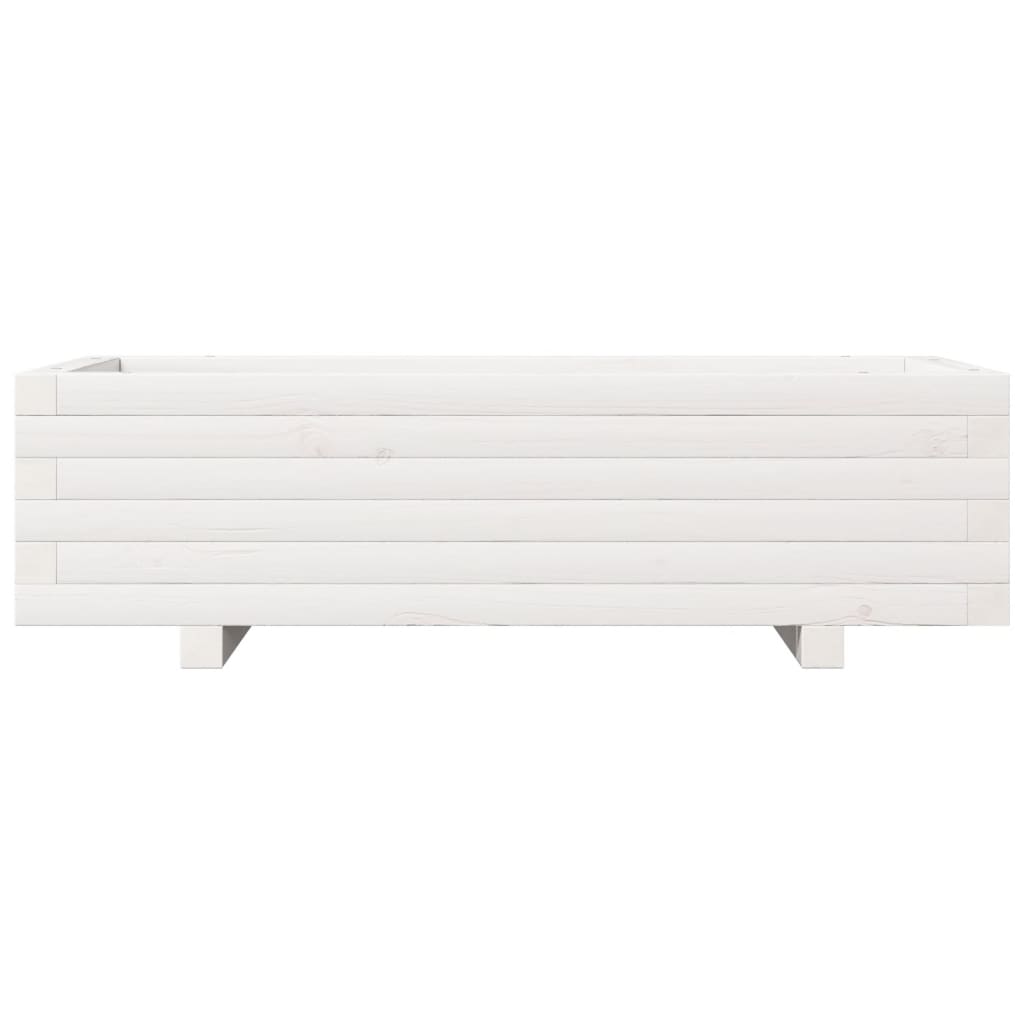 vidaXL Jardinieră de grădină, alb, 90x40x26,5 cm, lemn masiv de pin vidaXL Jardinieră de grădină, alb, 90x40x26,5 cm, lemn masiv de pin
