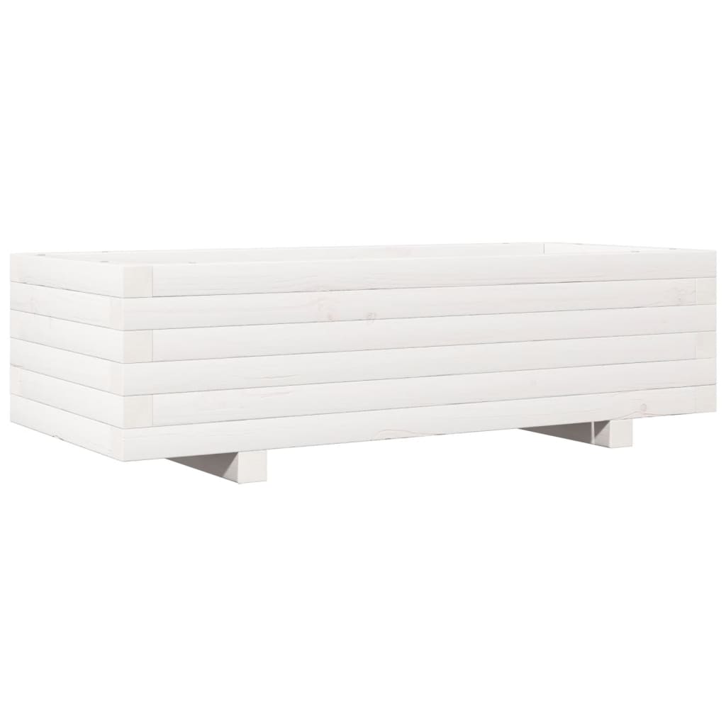 vidaXL Jardinieră de grădină, alb, 90x40x26,5 cm, lemn masiv de pin vidaXL Jardinieră de grădină, alb, 90x40x26,5 cm, lemn masiv de pin