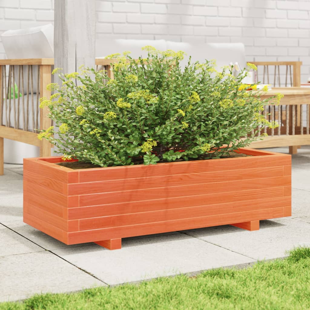 vidaXL Jardinieră grădină, maro ceruit, 90x40x26,5 cm, lemn masiv pin vidaXL Jardinieră grădină, maro ceruit, 90x40x26,5 cm, lemn masiv pin