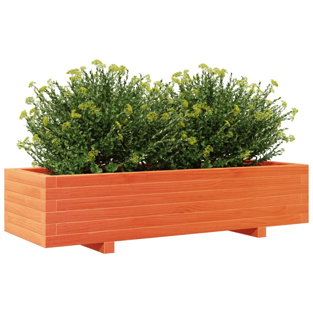 vidaXL Jardinieră grădină, maro ceruit, 110x40x26,5 cm, lemn masiv pin vidaXL Jardinieră grădină, maro ceruit, 110x40x26,5 cm, lemn masiv pin