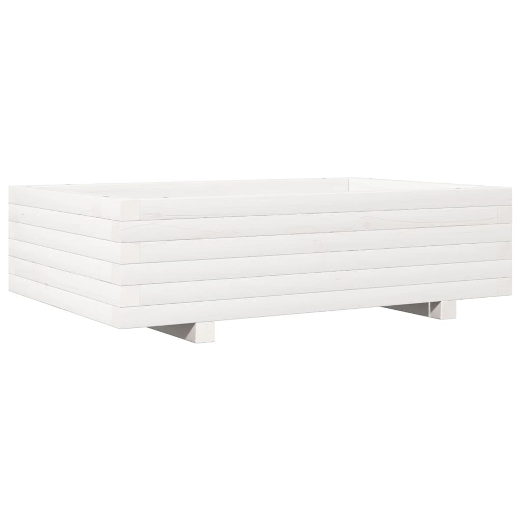 vidaXL Jardinieră de grădină, alb, 90x60x26,5 cm, lemn masiv de pin vidaXL Jardinieră de grădină, alb, 90x60x26,5 cm, lemn masiv de pin