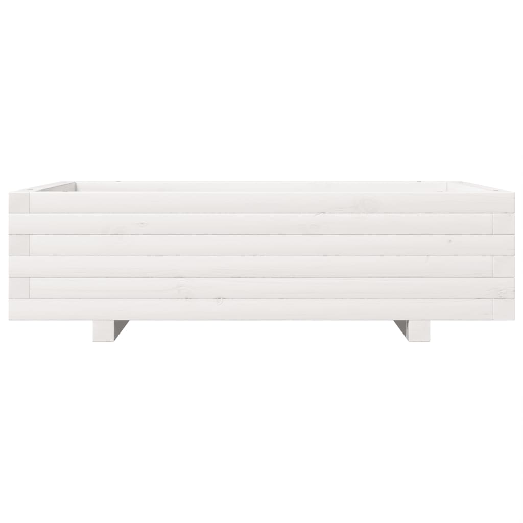 vidaXL Jardinieră de grădină, alb, 90x60x26,5 cm, lemn masiv de pin vidaXL Jardinieră de grădină, alb, 90x60x26,5 cm, lemn masiv de pin