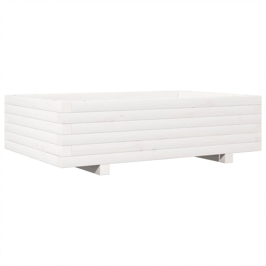 vidaXL Jardinieră de grădină, alb, 90x60x26,5 cm, lemn masiv de pin vidaXL Jardinieră de grădină, alb, 90x60x26,5 cm, lemn masiv de pin