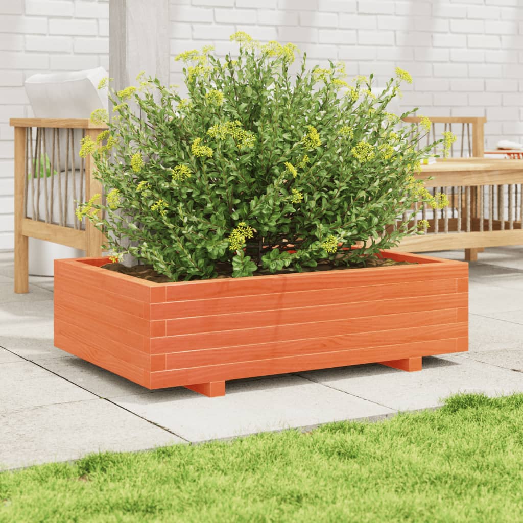 vidaXL Jardinieră grădină, maro ceruit, 90x60x26,5 cm, lemn masiv pin vidaXL Jardinieră grădină, maro ceruit, 90x60x26,5 cm, lemn masiv pin