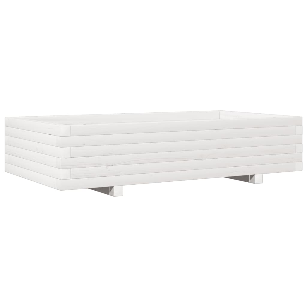 vidaXL Jardinieră de grădină, alb, 110x60x26,5 cm, lemn masiv de pin vidaXL Jardinieră de grădină, alb, 110x60x26,5 cm, lemn masiv de pin