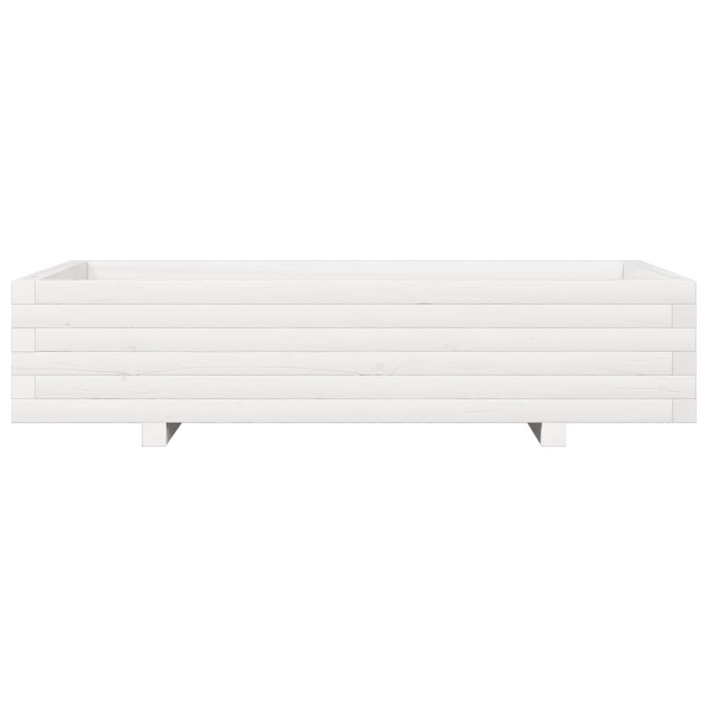 vidaXL Jardinieră de grădină, alb, 110x60x26,5 cm, lemn masiv de pin vidaXL Jardinieră de grădină, alb, 110x60x26,5 cm, lemn masiv de pin