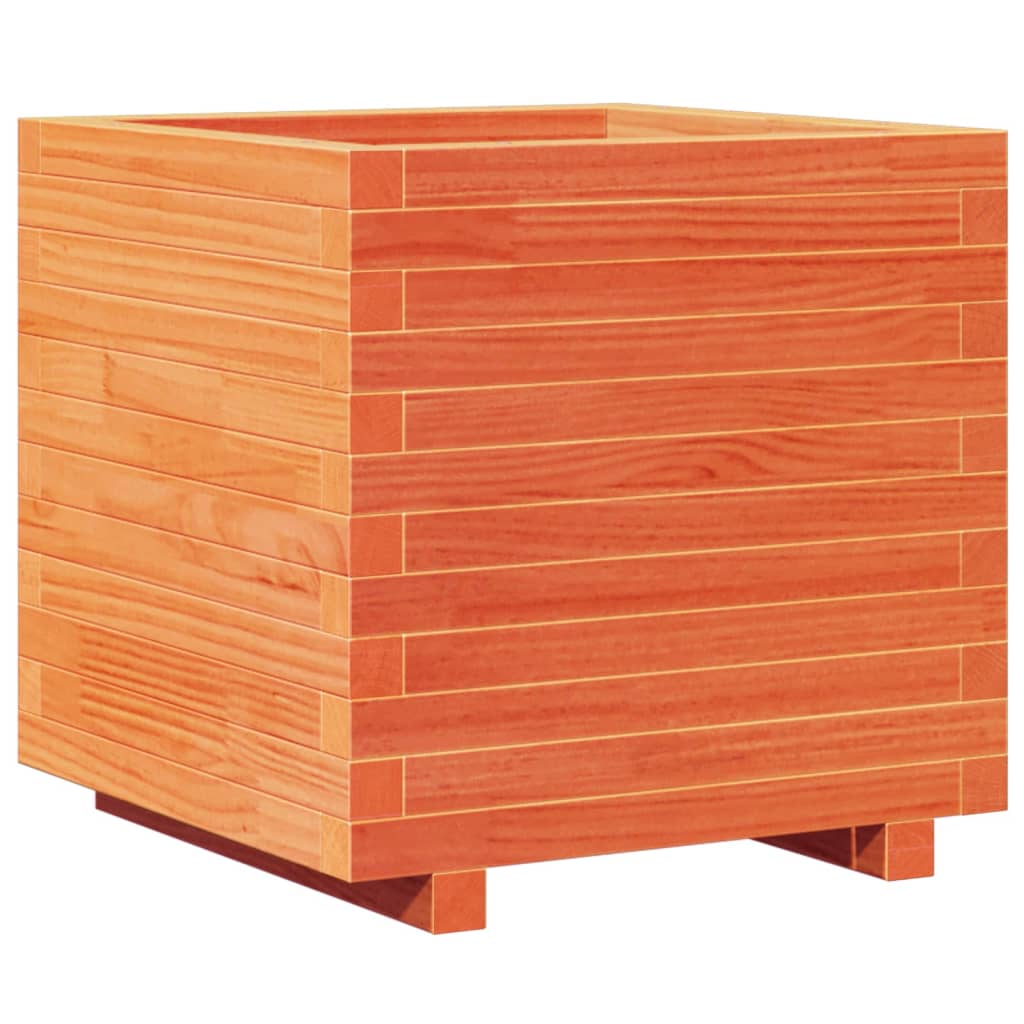 vidaXL Jardinieră grădină, maro ceruit, 50x50x49,5 cm, lemn masiv pin vidaXL Jardinieră grădină, maro ceruit, 50x50x49,5 cm, lemn masiv pin