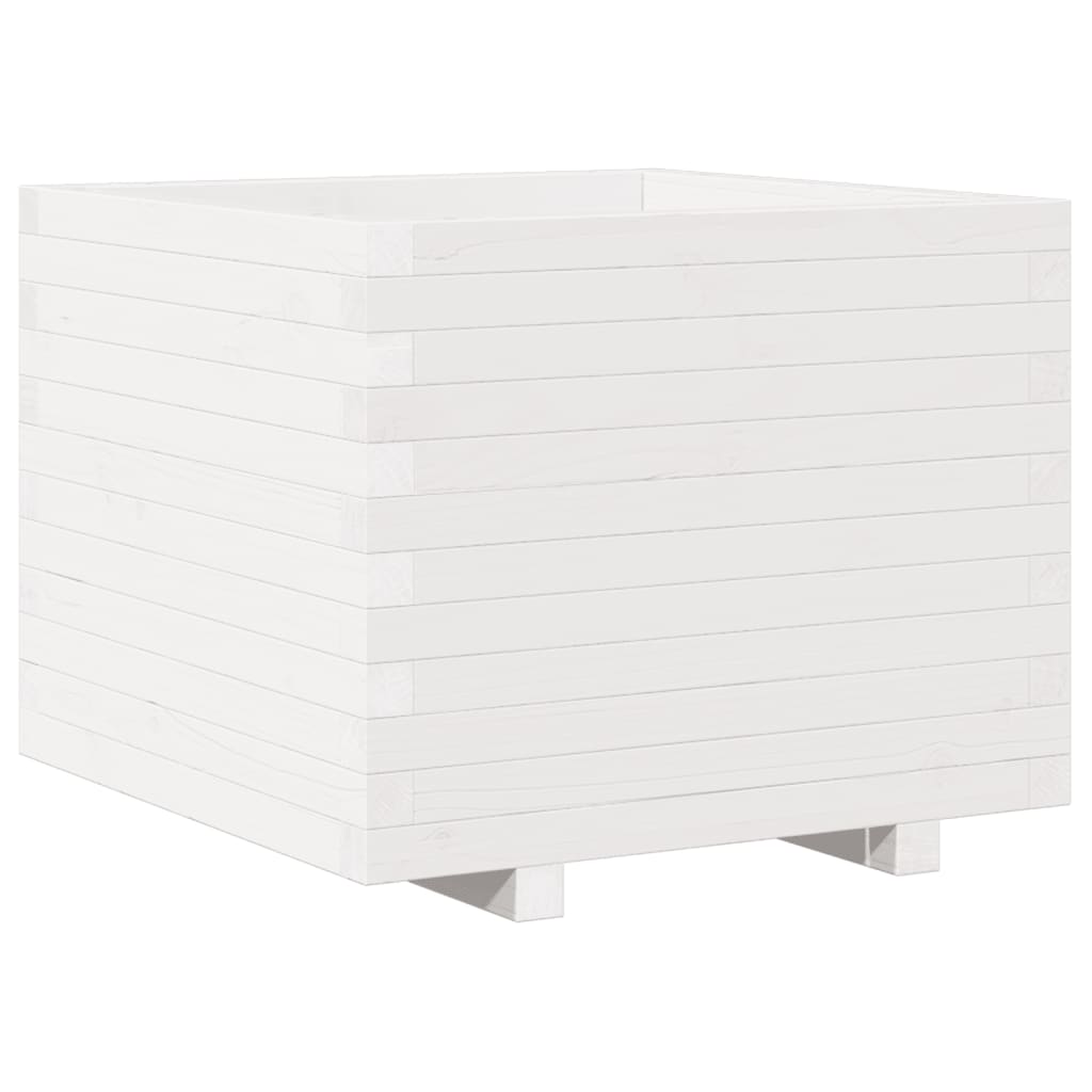 vidaXL Jardinieră de grădină, alb, 60x60x49,5 cm, lemn masiv de pin vidaXL Jardinieră de grădină, alb, 60x60x49,5 cm, lemn masiv de pin