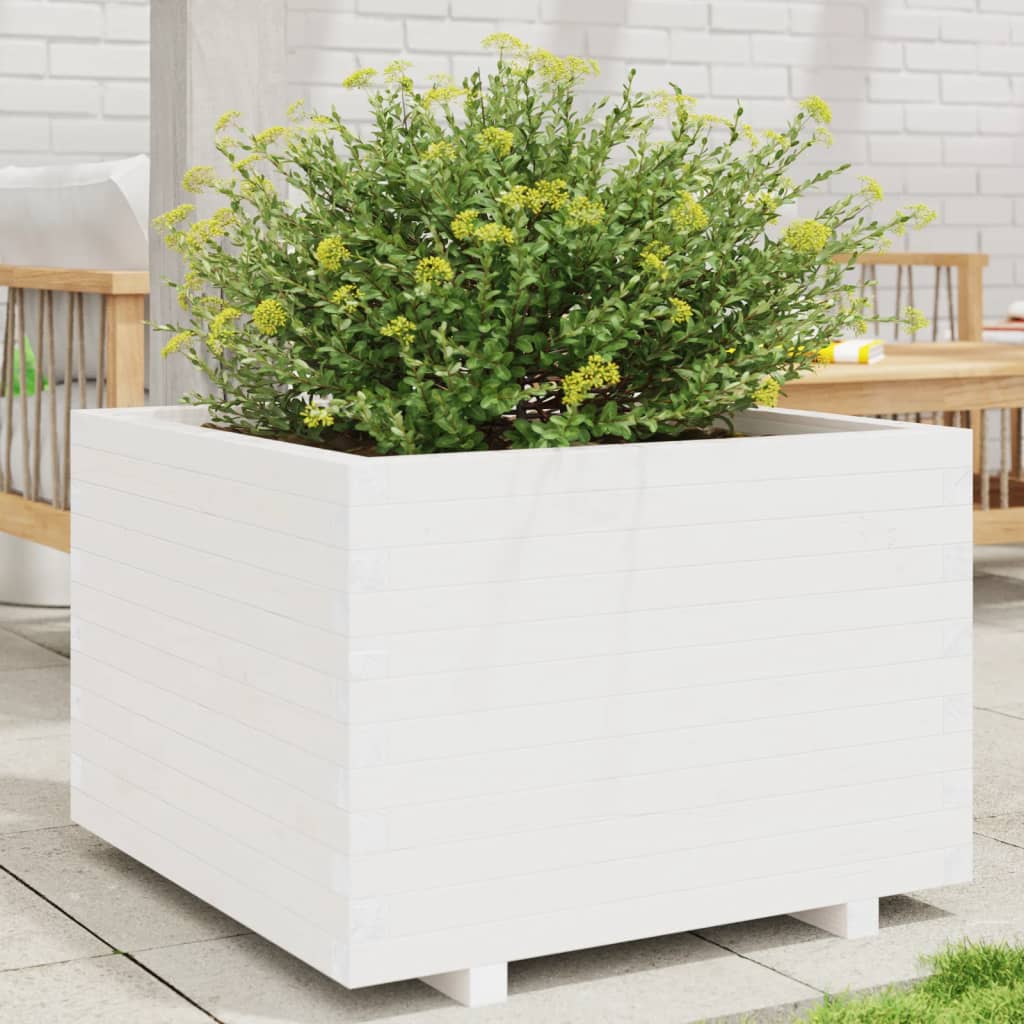 vidaXL Jardinieră de grădină, alb, 70x70x49,5 cm, lemn masiv de pin vidaXL Jardinieră de grădină, alb, 70x70x49,5 cm, lemn masiv de pin