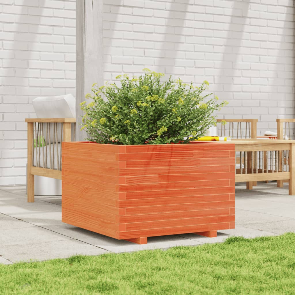 vidaXL Jardinieră grădină, maro ceruit, 70x70x49,5 cm, lemn masiv pin vidaXL Jardinieră grădină, maro ceruit, 70x70x49,5 cm, lemn masiv pin