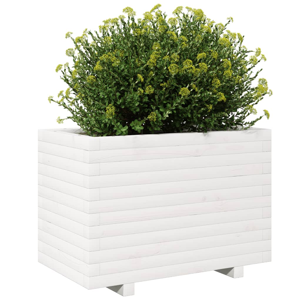 vidaXL Jardinieră de grădină, alb, 70x40x49,5 cm, lemn masiv de pin vidaXL Jardinieră de grădină, alb, 70x40x49,5 cm, lemn masiv de pin