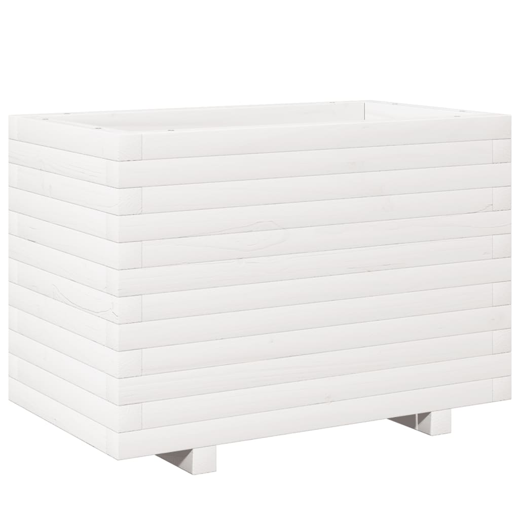 vidaXL Jardinieră de grădină, alb, 70x40x49,5 cm, lemn masiv de pin vidaXL Jardinieră de grădină, alb, 70x40x49,5 cm, lemn masiv de pin