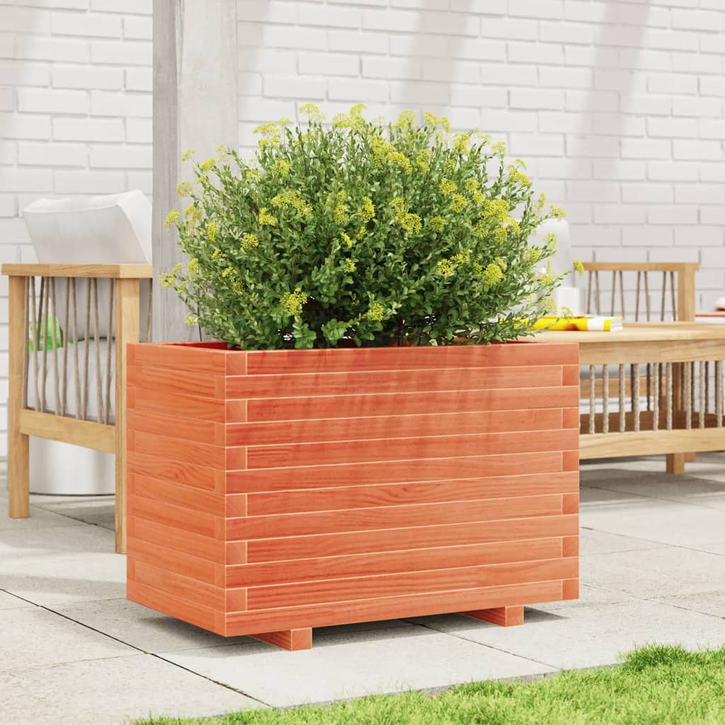 vidaXL Jardinieră grădină, maro ceruit, 70x40x49,5 cm, lemn masiv pin vidaXL Jardinieră grădină, maro ceruit, 70x40x49,5 cm, lemn masiv pin