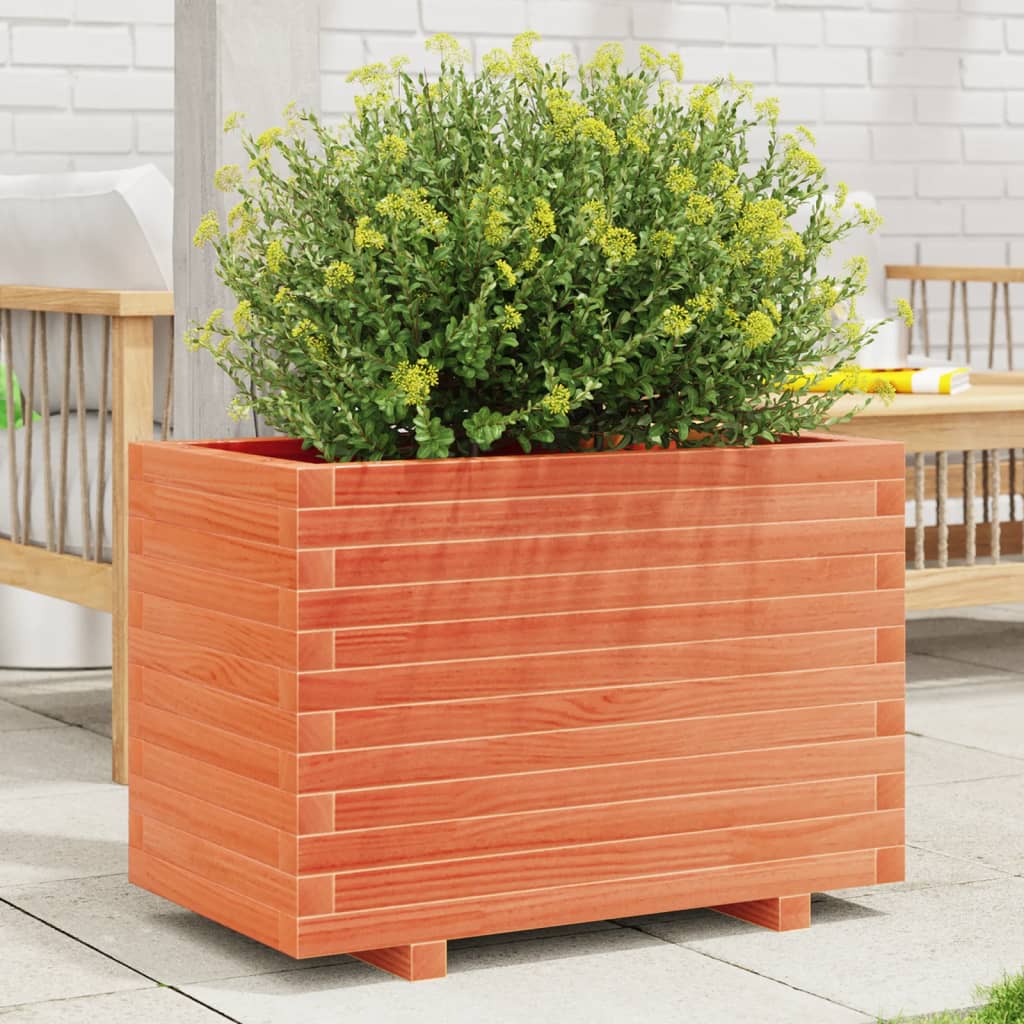 vidaXL Jardinieră grădină, maro ceruit, 70x40x49,5 cm, lemn masiv pin vidaXL Jardinieră grădină, maro ceruit, 70x40x49,5 cm, lemn masiv pin