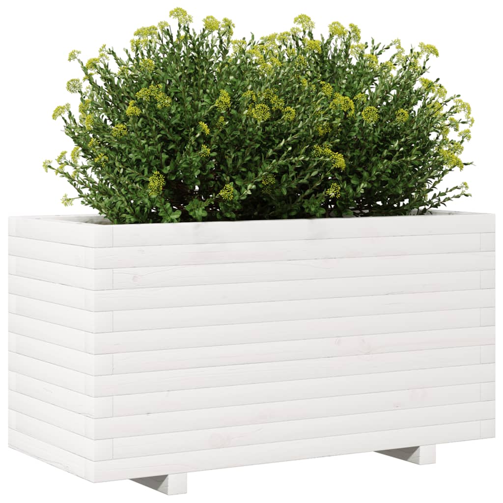 vidaXL Jardinieră de grădină, alb, 90x40x49,5 cm, lemn masiv de pin vidaXL Jardinieră de grădină, alb, 90x40x49,5 cm, lemn masiv de pin