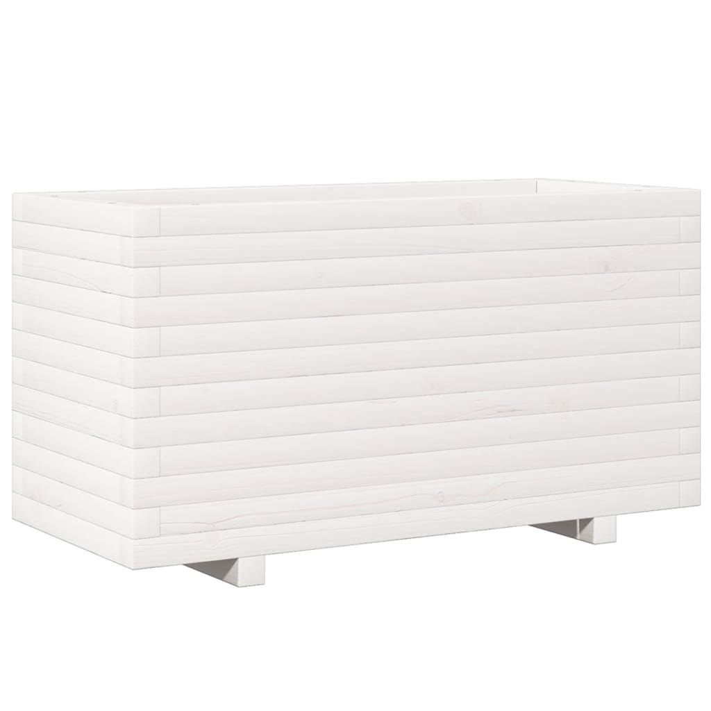 vidaXL Jardinieră de grădină, alb, 90x40x49,5 cm, lemn masiv de pin vidaXL Jardinieră de grădină, alb, 90x40x49,5 cm, lemn masiv de pin