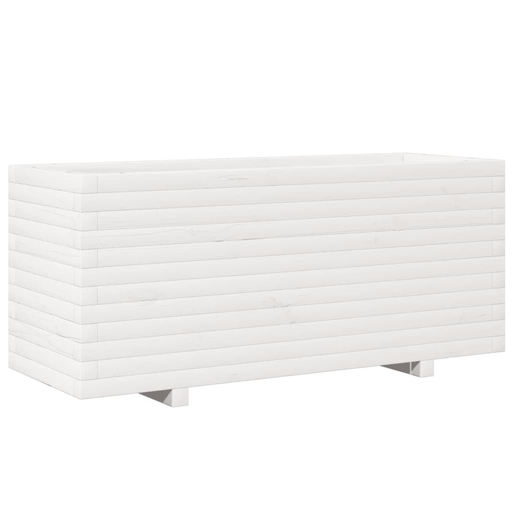 vidaXL Jardinieră de grădină, alb, 110x40x49,5 cm, lemn masiv de pin vidaXL Jardinieră de grădină, alb, 110x40x49,5 cm, lemn masiv de pin