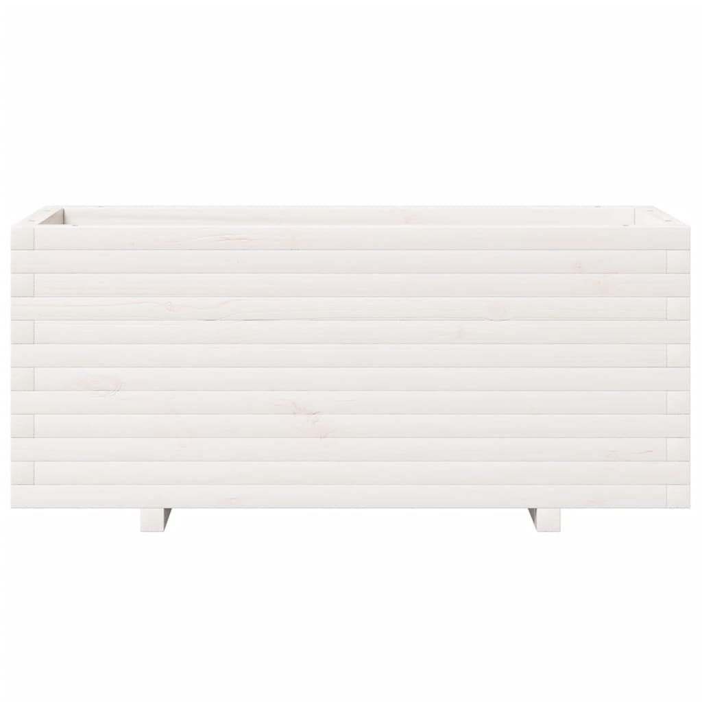 vidaXL Jardinieră de grădină, alb, 110x40x49,5 cm, lemn masiv de pin vidaXL Jardinieră de grădină, alb, 110x40x49,5 cm, lemn masiv de pin