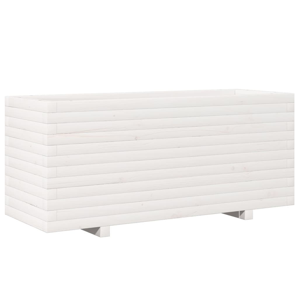 vidaXL Jardinieră de grădină, alb, 110x40x49,5 cm, lemn masiv de pin vidaXL Jardinieră de grădină, alb, 110x40x49,5 cm, lemn masiv de pin