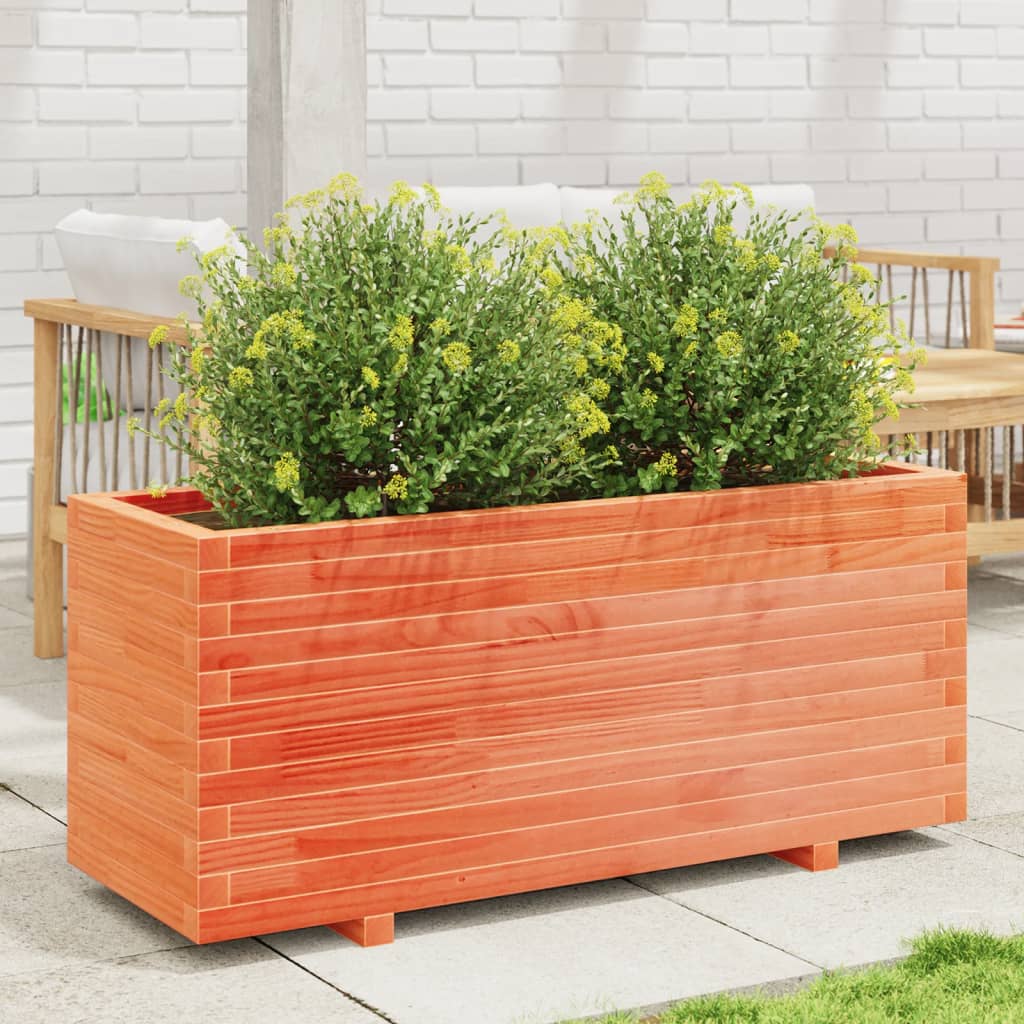 vidaXL Jardinieră grădină, maro ceruit, 110x40x49,5 cm, lemn masiv pin vidaXL Jardinieră grădină, maro ceruit, 110x40x49,5 cm, lemn masiv pin