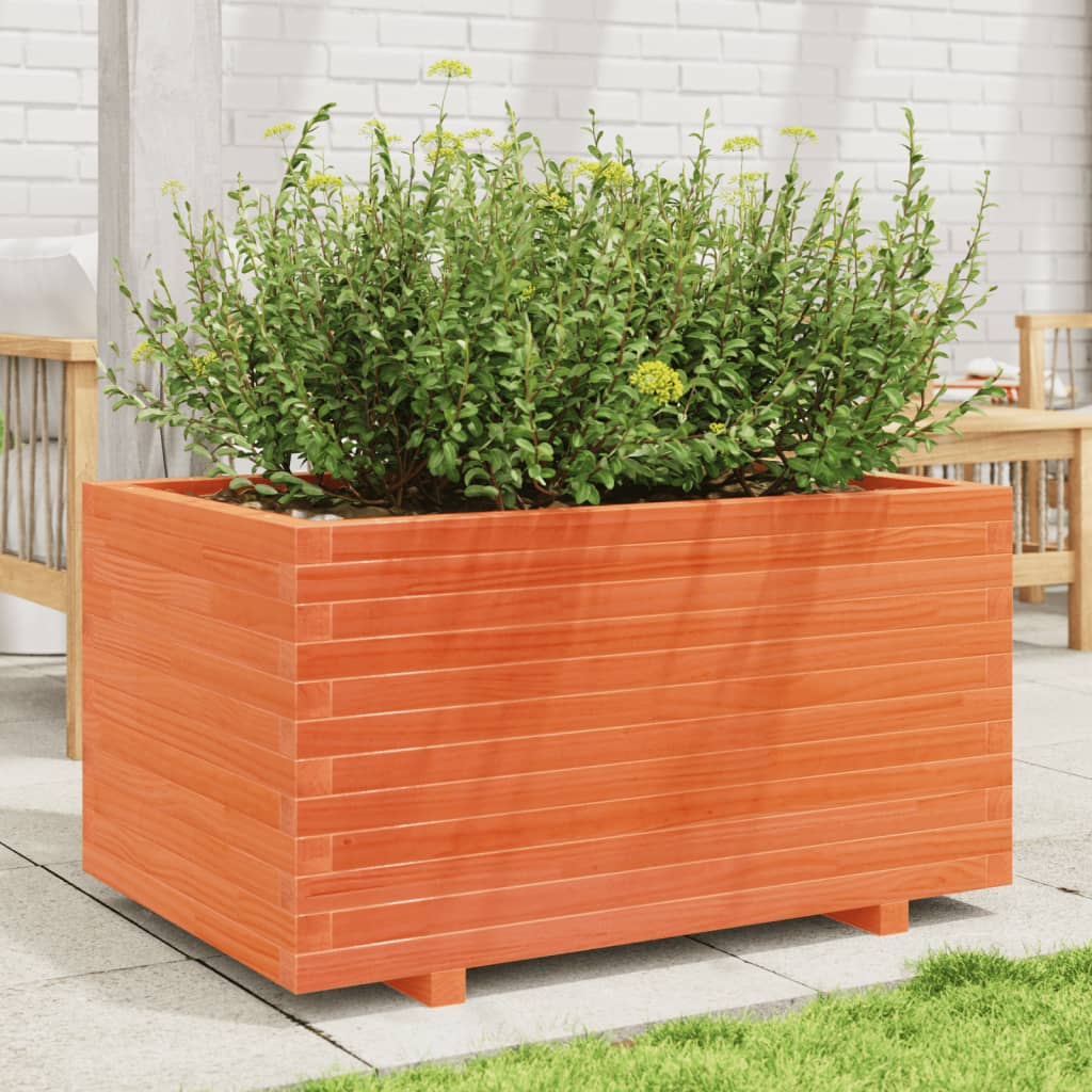 vidaXL Jardinieră grădină, maro ceruit, 90x60x49,5 cm, lemn masiv pin