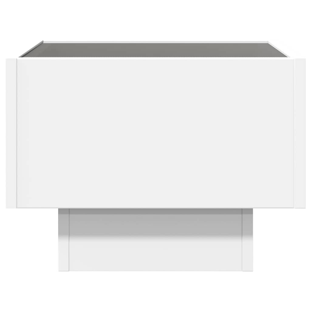 vidaXL Masă laterală cu LED, alb, 40x40x30 cm, lemn prelucrat