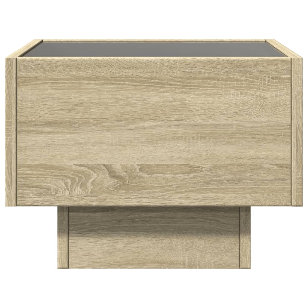 vidaXL Masă laterală cu LED, stejar sonoma, 40x40x30 cm, lemn compozit
