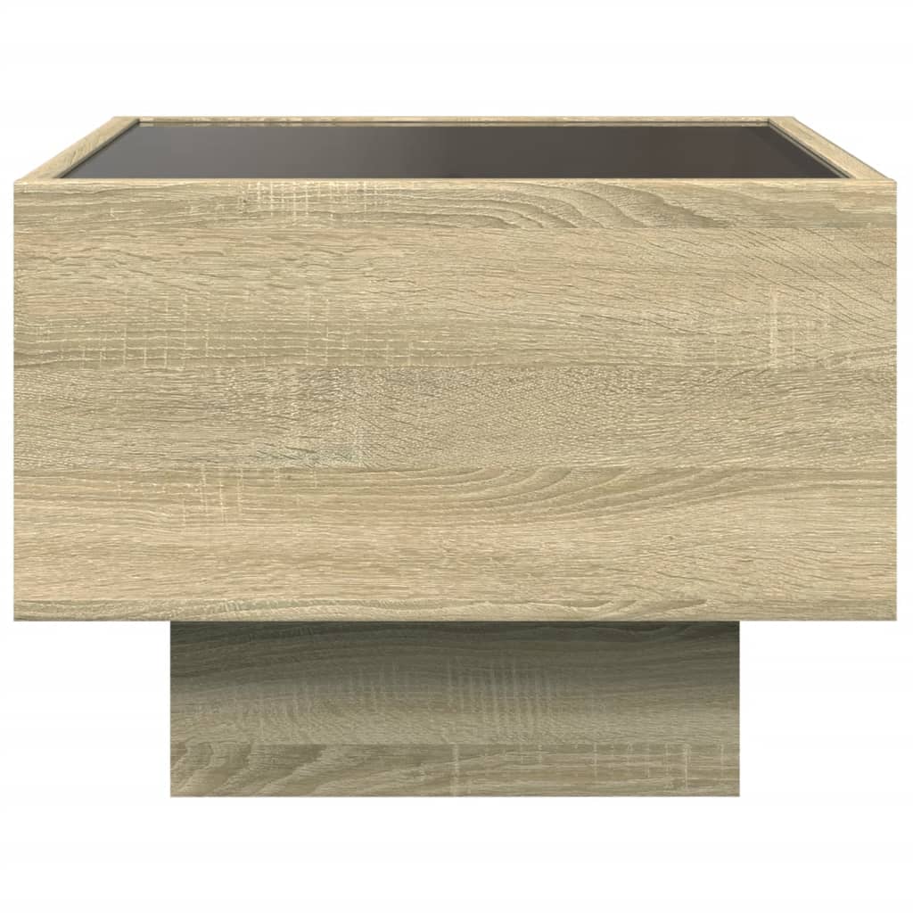 vidaXL Masă laterală cu LED, stejar sonoma, 40x40x30 cm, lemn compozit