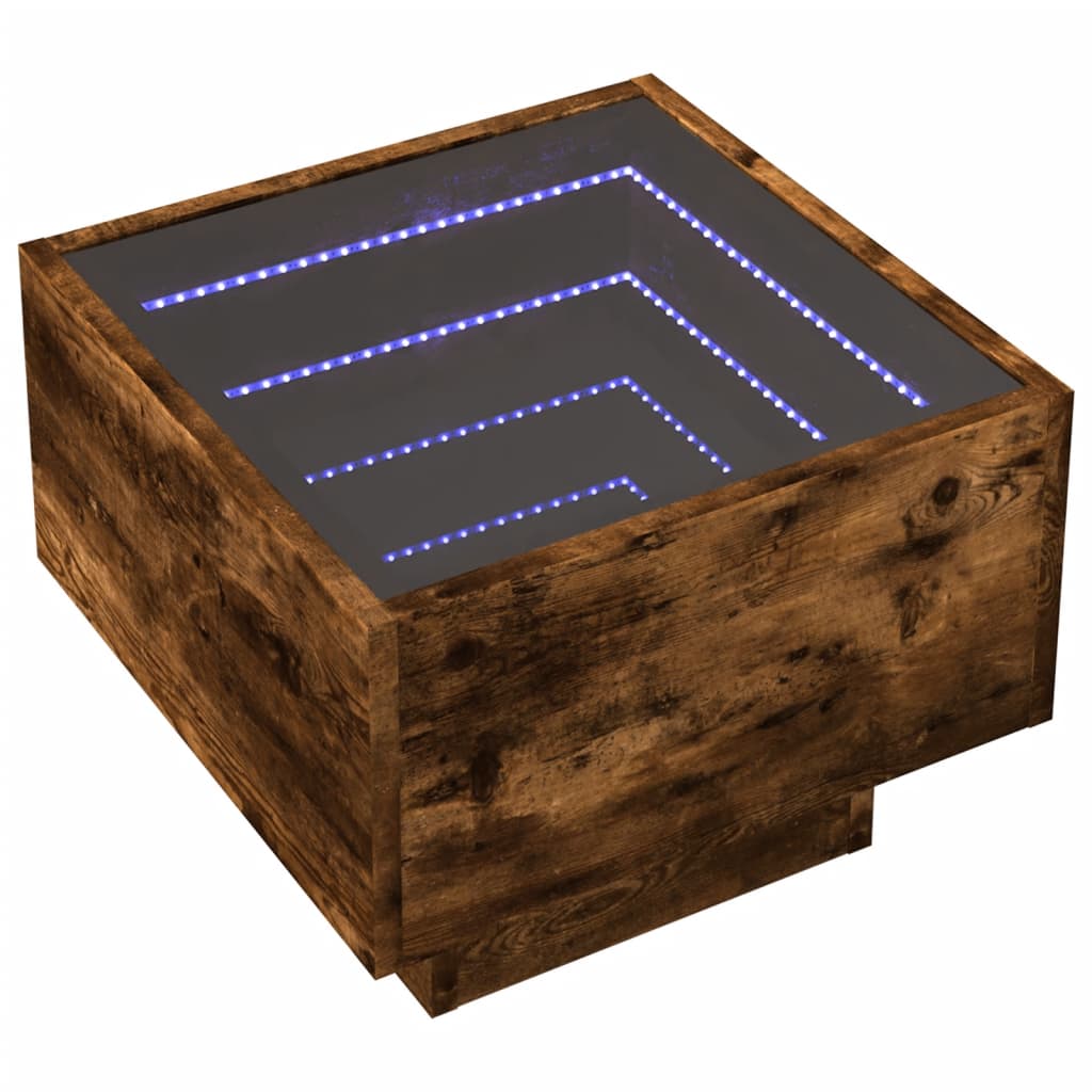 vidaXL Masă laterală cu LED stejar fumuriu 40x40x30 cm lemn prelucrat