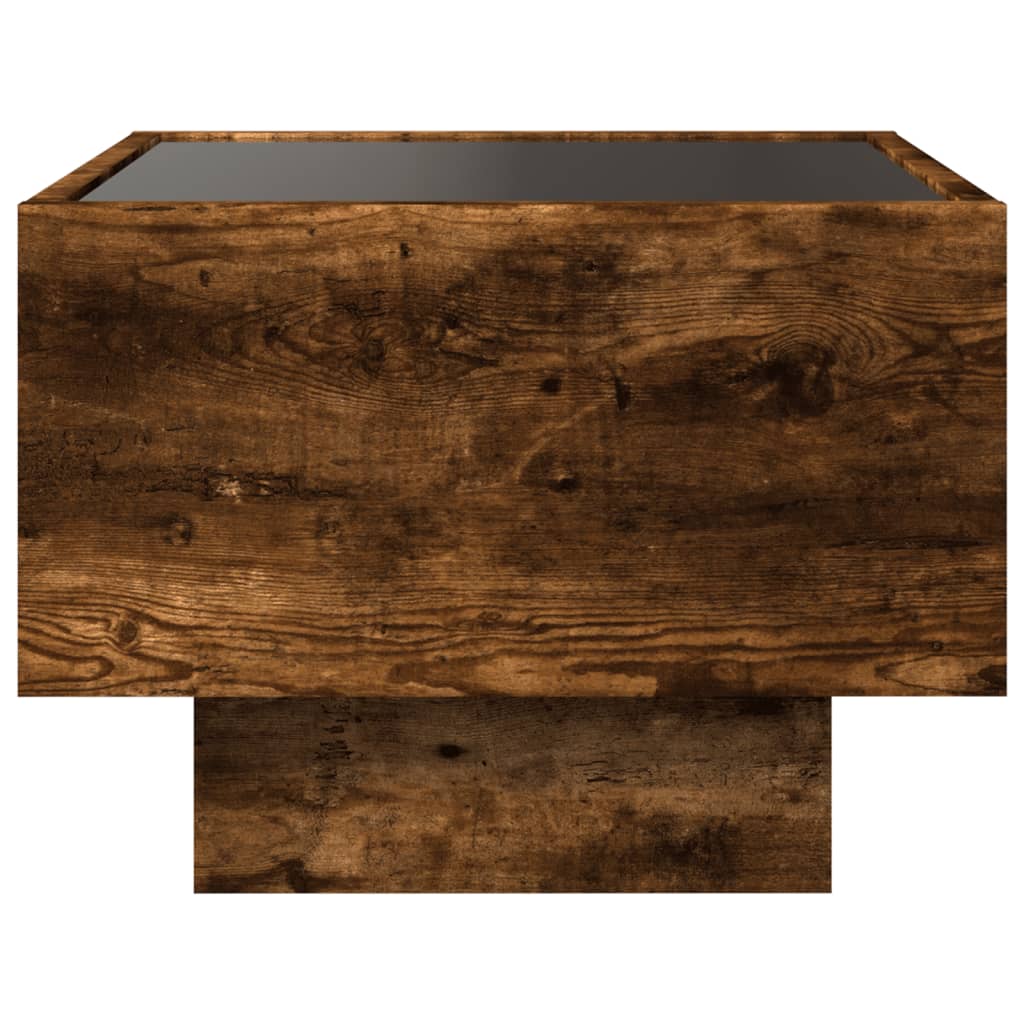 vidaXL Masă laterală cu LED stejar fumuriu 40x40x30 cm lemn prelucrat
