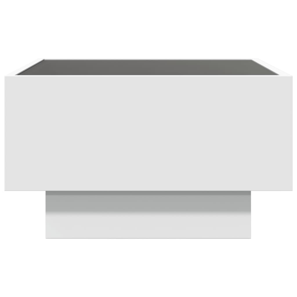 vidaXL Măsuță de cafea cu LED, alb, 50x50x30 cm, lemn prelucrat vidaXL Măsuță de cafea cu LED, alb, 50x50x30 cm, lemn prelucrat