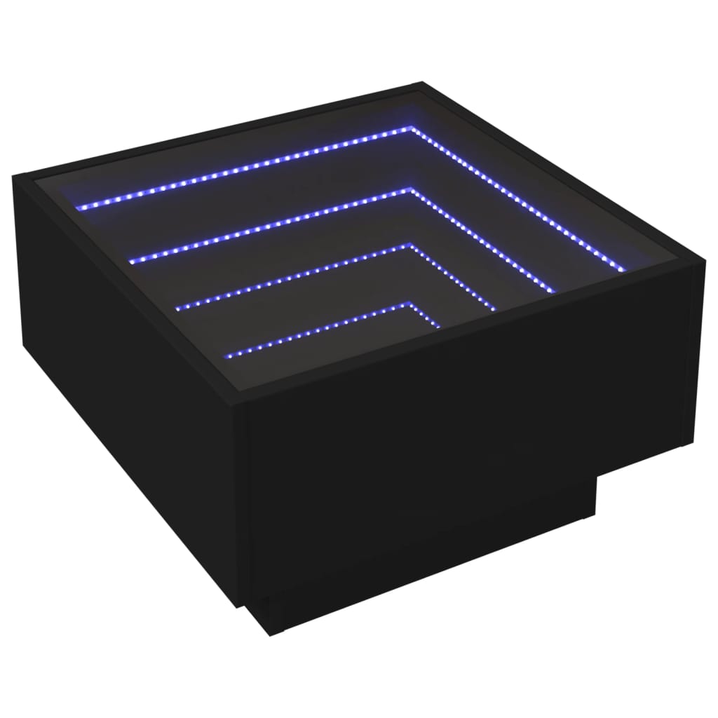 vidaXL Măsuță de cafea cu LED, negru, 50x50x30 cm, lemn prelucrat vidaXL Măsuță de cafea cu LED, negru, 50x50x30 cm, lemn prelucrat