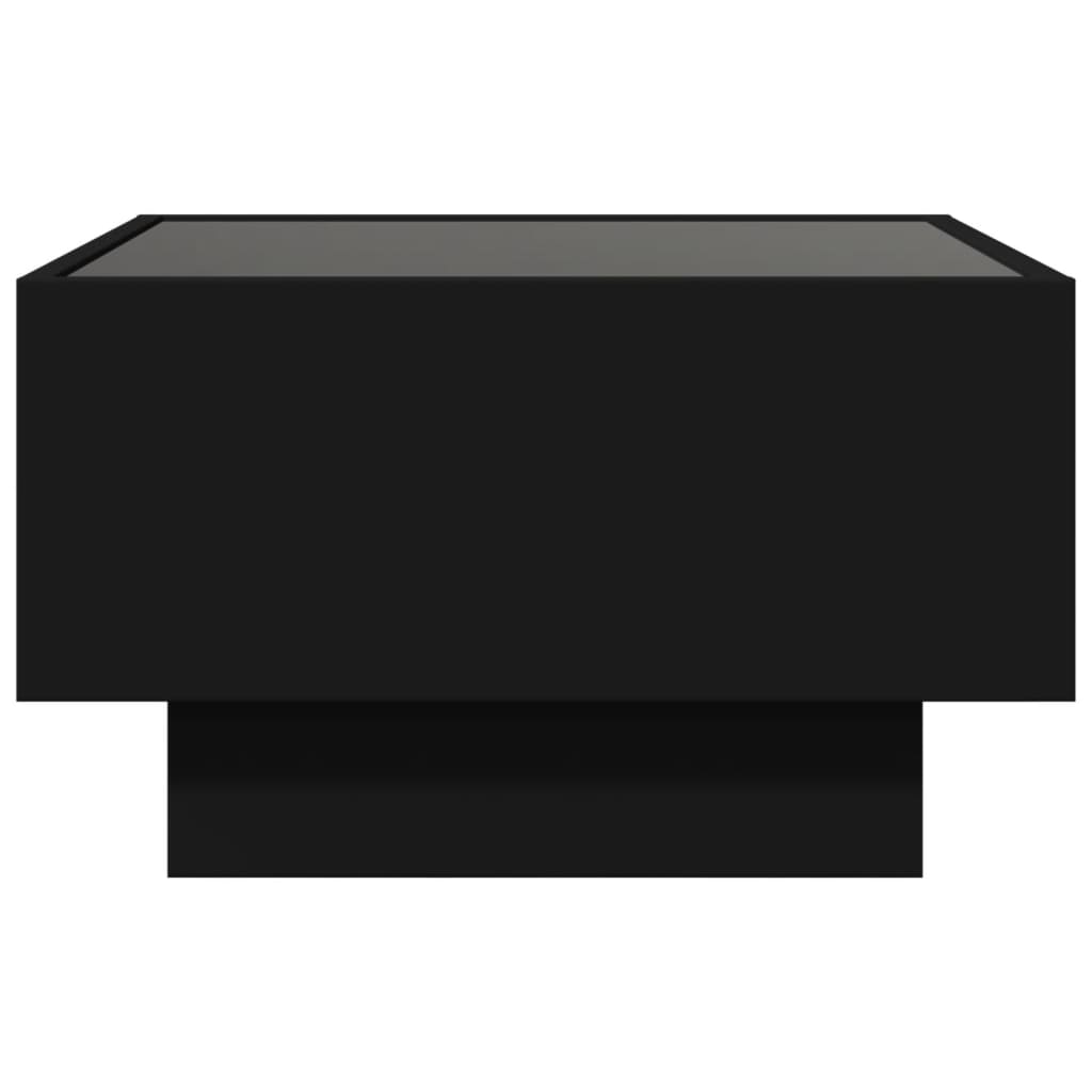 vidaXL Măsuță de cafea cu LED, negru, 50x50x30 cm, lemn prelucrat vidaXL Măsuță de cafea cu LED, negru, 50x50x30 cm, lemn prelucrat