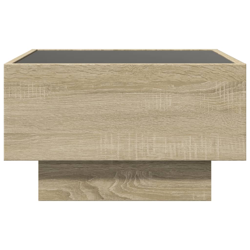 vidaXL Măsuță de cafea cu LED stejar sonoma 50x50x30 cm lemn prelucrat vidaXL Măsuță de cafea cu LED stejar sonoma 50x50x30 cm lemn prelucrat