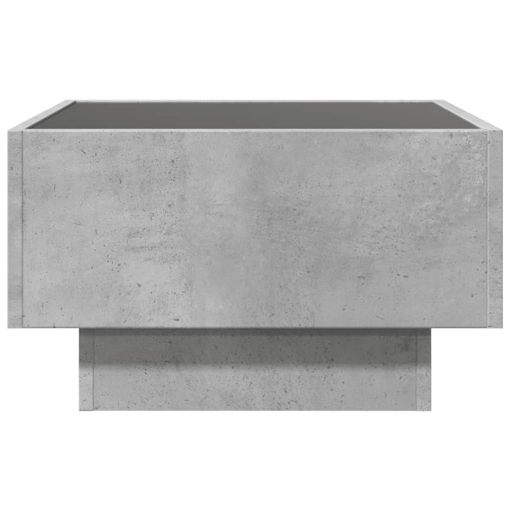 vidaXL Măsuță de cafea cu LED, gri beton, 50x50x30 cm, lemn prelucrat