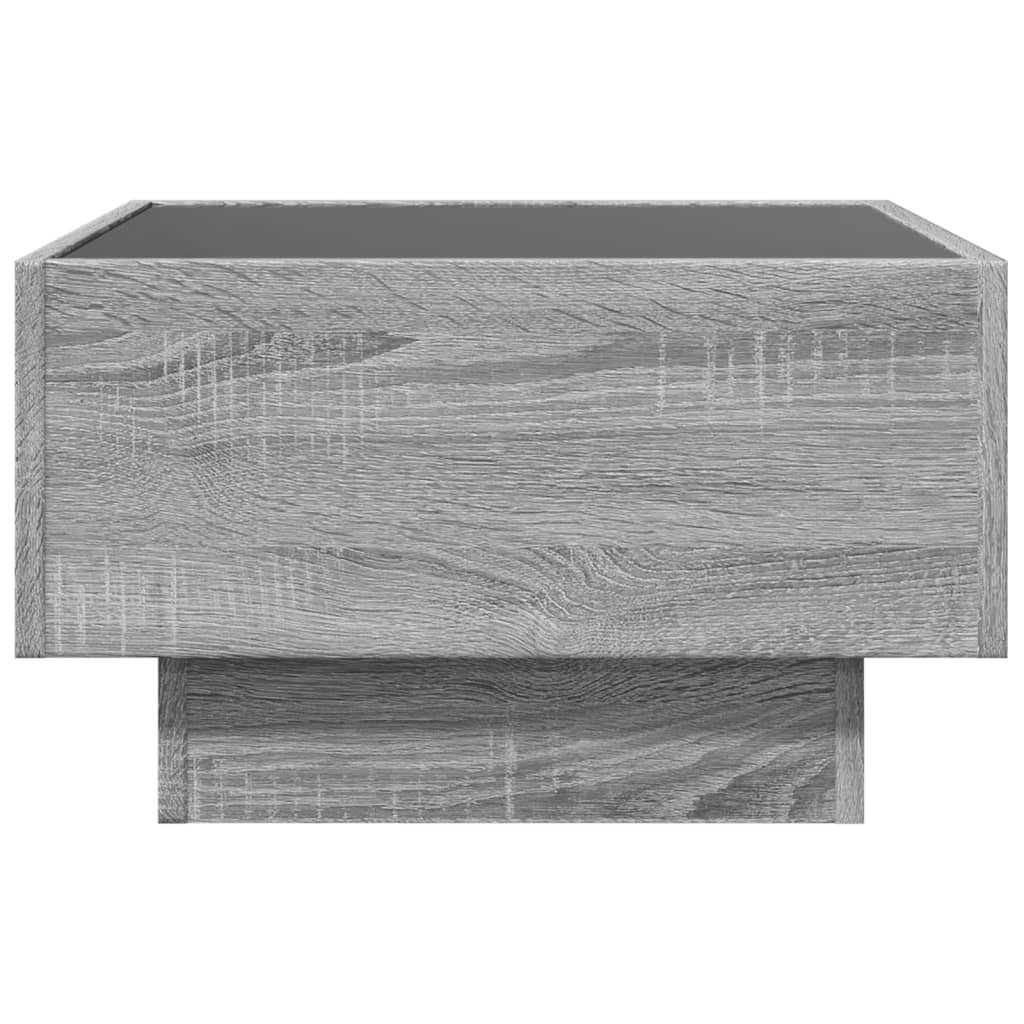 vidaXL Măsuță de cafea cu LED sonoma gri 50x50x30cm lemn prelucrat vidaXL Măsuță de cafea cu LED sonoma gri 50x50x30cm lemn prelucrat