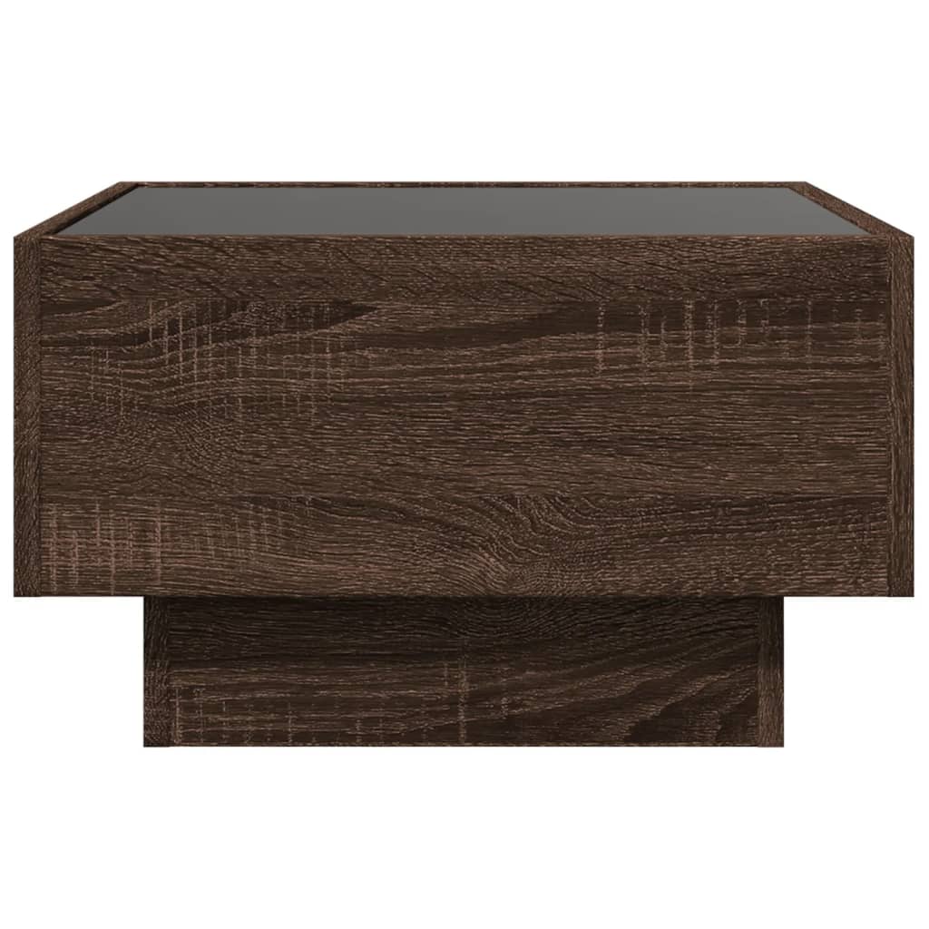 vidaXL Măsuță de cafea cu LED stejar maro 50x50x30 cm lemn prelucrat vidaXL Măsuță de cafea cu LED stejar maro 50x50x30 cm lemn prelucrat