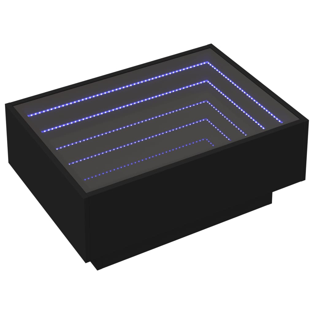vidaXL Măsuță de cafea cu LED, negru, 70x50x30 cm, lemn prelucrat vidaXL Măsuță de cafea cu LED, negru, 70x50x30 cm, lemn prelucrat