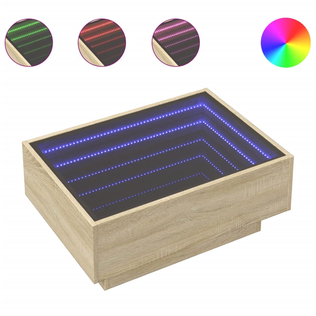 vidaXL Măsuță de cafea cu LED stejar sonoma 70x50x30 cm lemn prelucrat vidaXL Măsuță de cafea cu LED stejar sonoma 70x50x30 cm lemn prelucrat