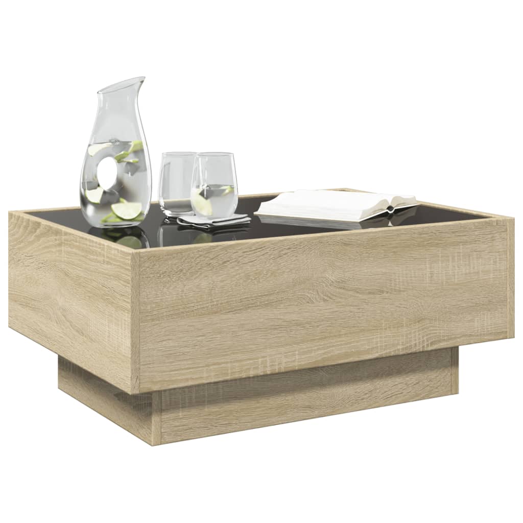 vidaXL Măsuță de cafea cu LED stejar sonoma 70x50x30 cm lemn prelucrat vidaXL Măsuță de cafea cu LED stejar sonoma 70x50x30 cm lemn prelucrat