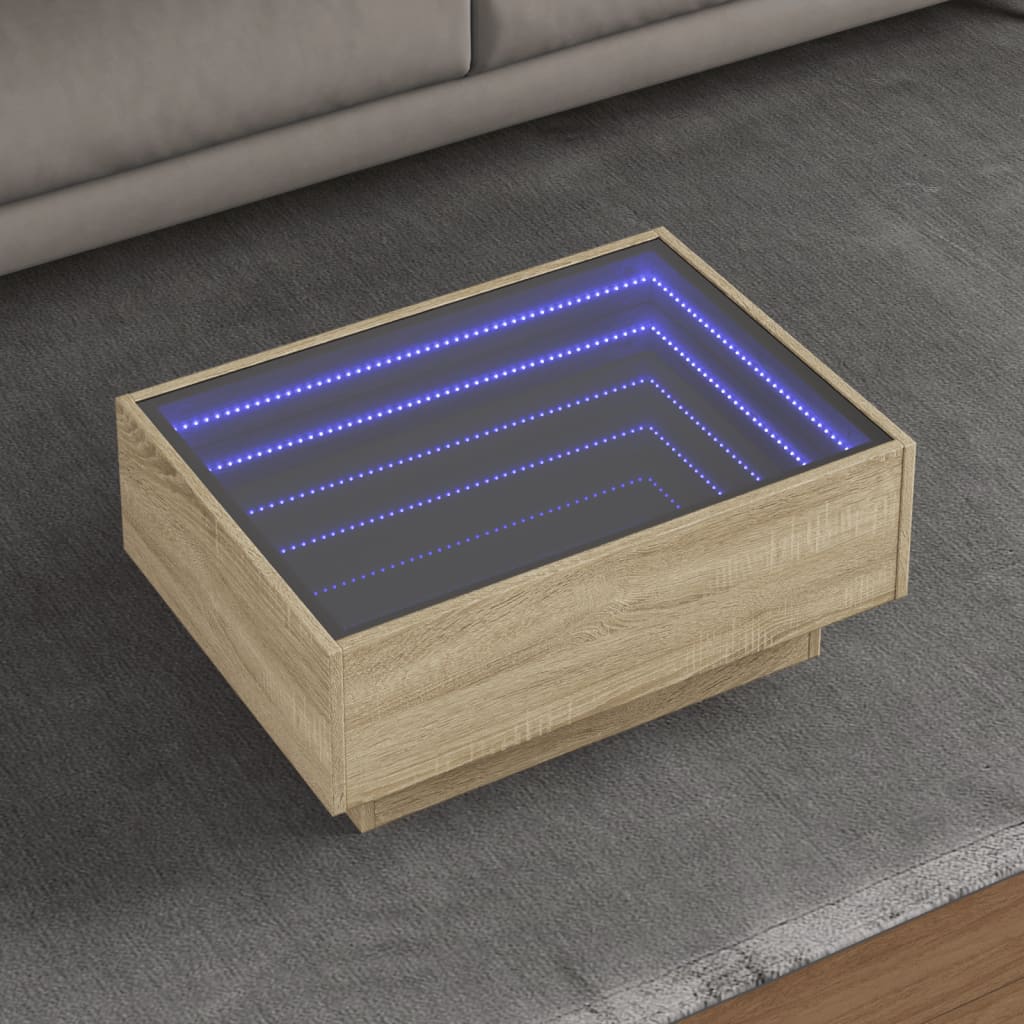 vidaXL Măsuță de cafea cu LED stejar sonoma 70x50x30 cm lemn prelucrat vidaXL Măsuță de cafea cu LED stejar sonoma 70x50x30 cm lemn prelucrat