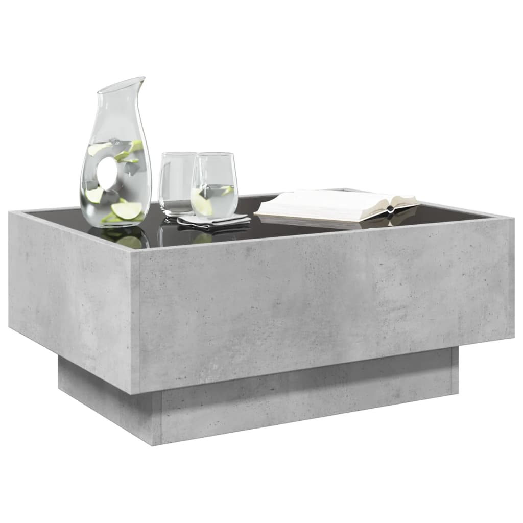 vidaXL Măsuță de cafea cu LED, gri beton, 70x50x30 cm, lemn prelucrat