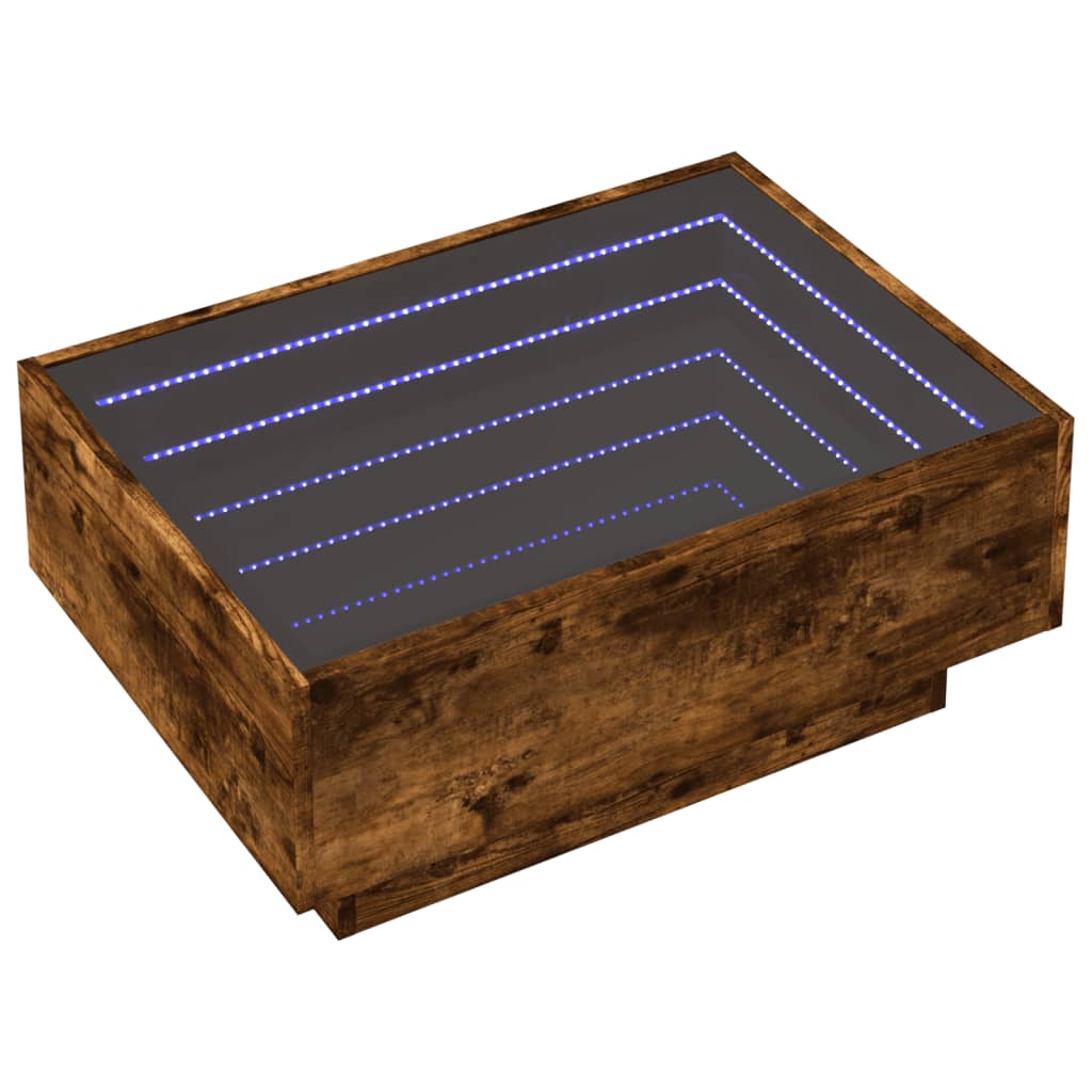 vidaXL Măsuță de cafea cu LED stejar fumuriu 70x50x30cm lemn prelucrat vidaXL Măsuță de cafea cu LED stejar fumuriu 70x50x30cm lemn prelucrat